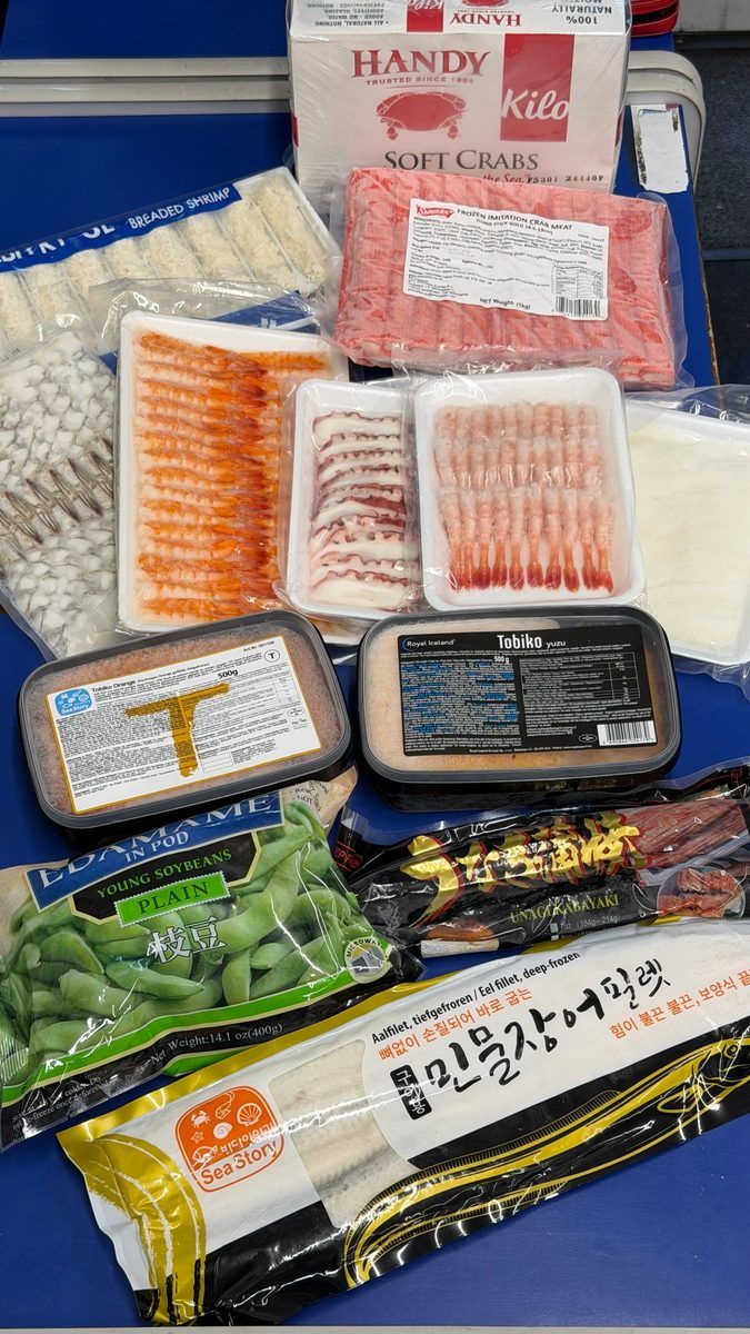 튀김새우, 크랩미트, 날치알 등 초밥 재료 냉동식품